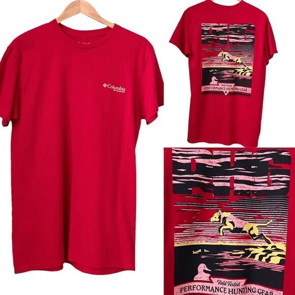 NWT Columbia PHG Red Graphic Printed Shirt in Size Medium - Picture 1 of 10